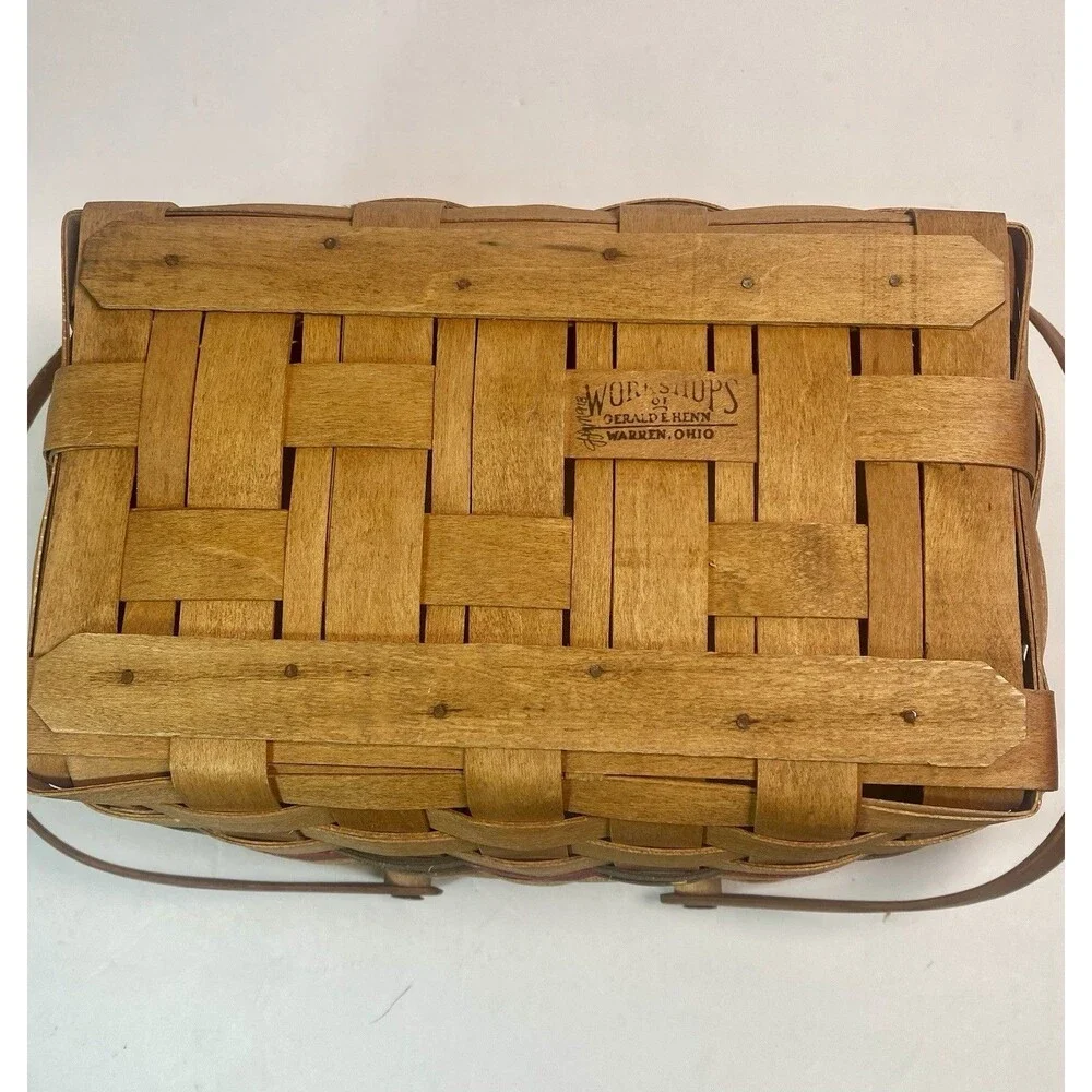 Workshops of Gerald E. Henn Warren, Ohio Maple Basket Dbl Swing Handles Signed - Picture 5 of 9